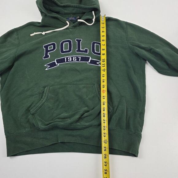 Polo Ralph Lauren Sweatshirt Hoodie Mens XL Green POLO 1967 Applique Pullover - Picture 4 of 10